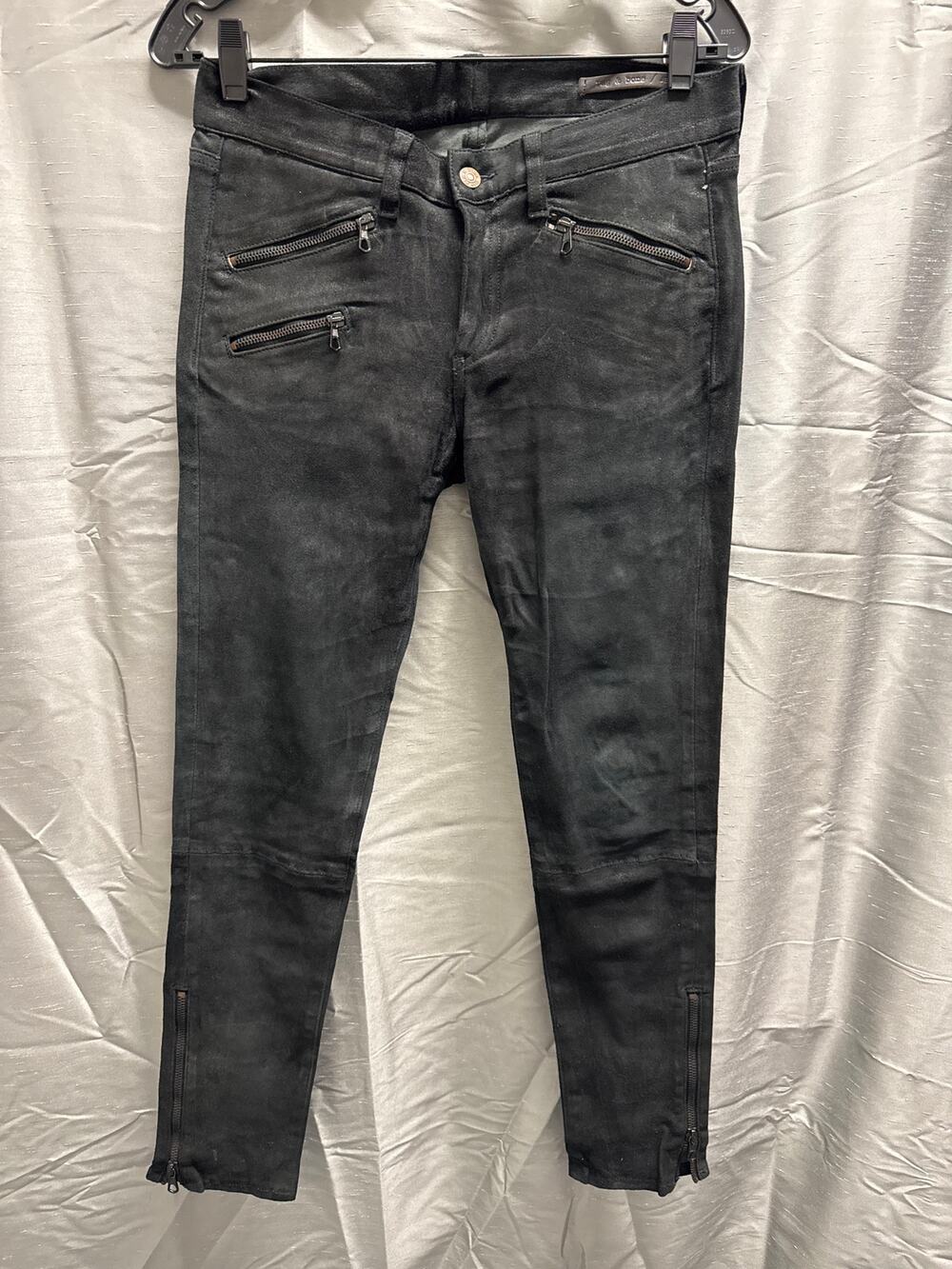Rag & Bone Jean Black Suede Leather Pants Size 28